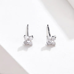 Silver CZ Cross Stud Earrings - Lullaboo