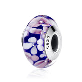 Purple Flowers Glass Bead - Lullaboo