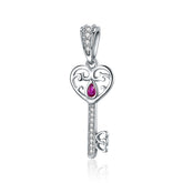 Key With Pink Gem Dangle Charm - Lullaboo