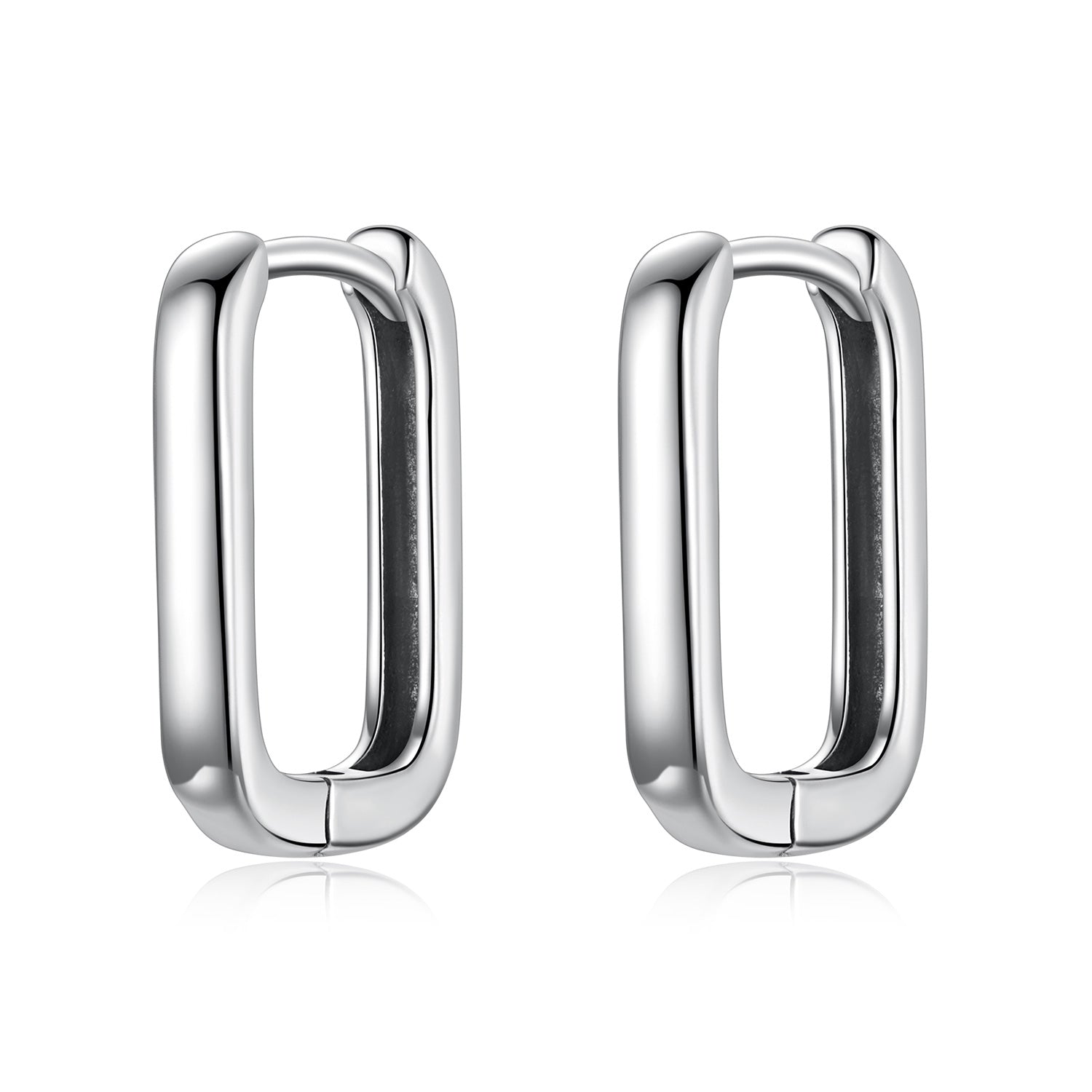 Squared Silver Hoop Earrings - Lullaboo