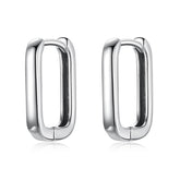 Squared Silver Hoop Earrings - Lullaboo
