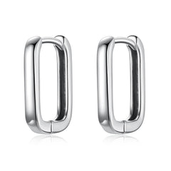 Squared Silver Hoop Earrings - Lullaboo