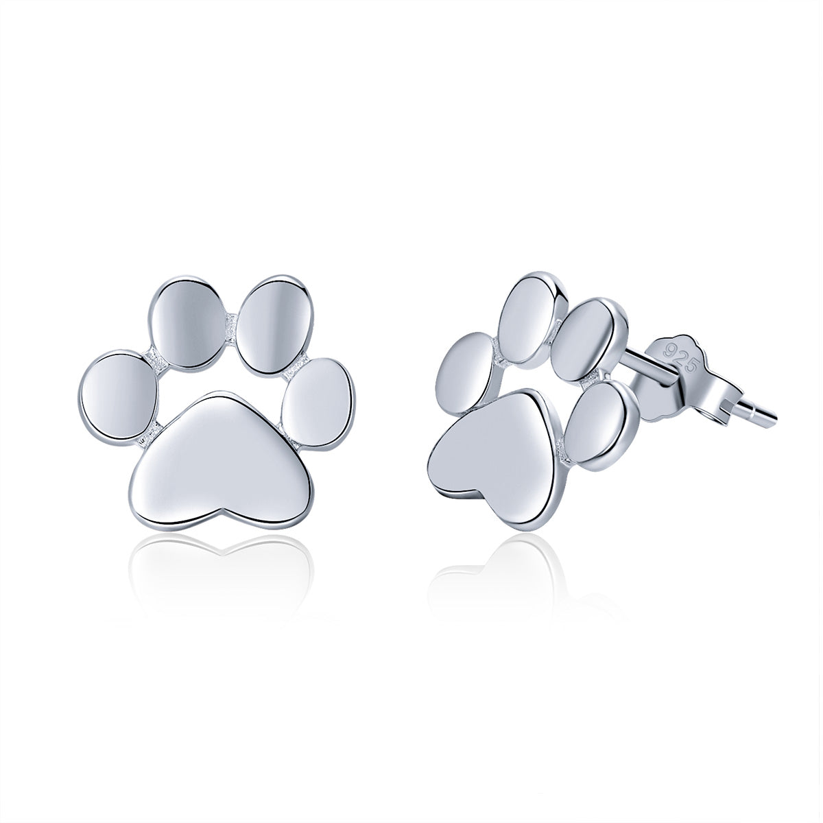 Silver Paw Print Stud Earrings - Lullaboo