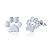 Silver Paw Print Stud Earrings - Lullaboo