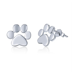 Silver Paw Print Stud Earrings - Lullaboo