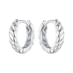 Twisted Silver Hoop Earrings
