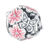 Butterfly Pink Flower Charm