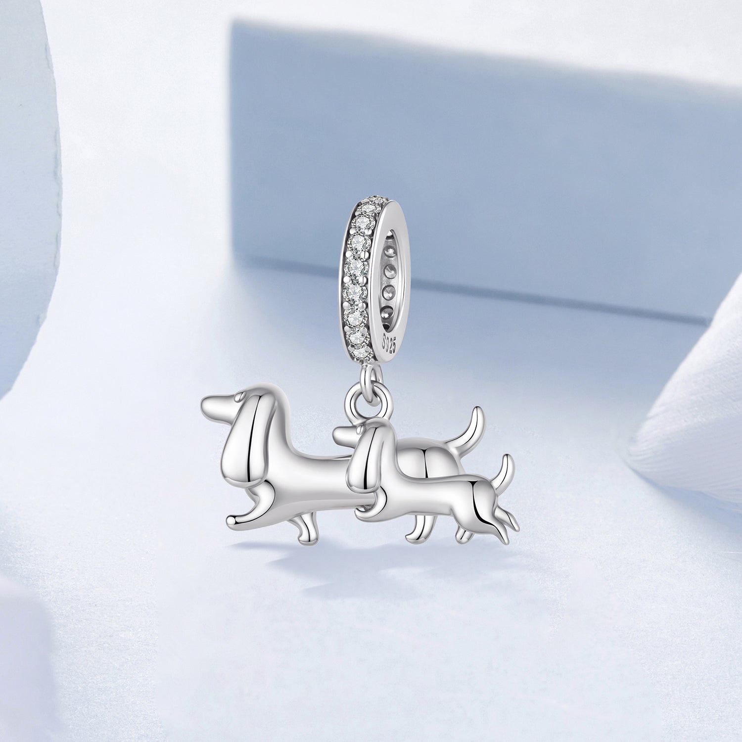 Mother Dachshund & Puppy Pendant Charm