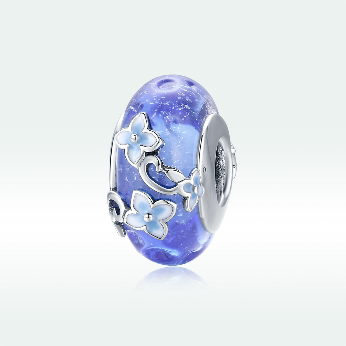 Blue Flower Glass Bead - Lullaboo