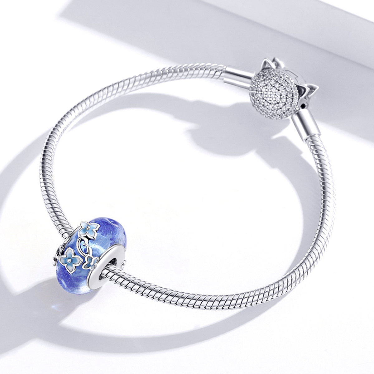 Blue Flower Glass Bead - Lullaboo