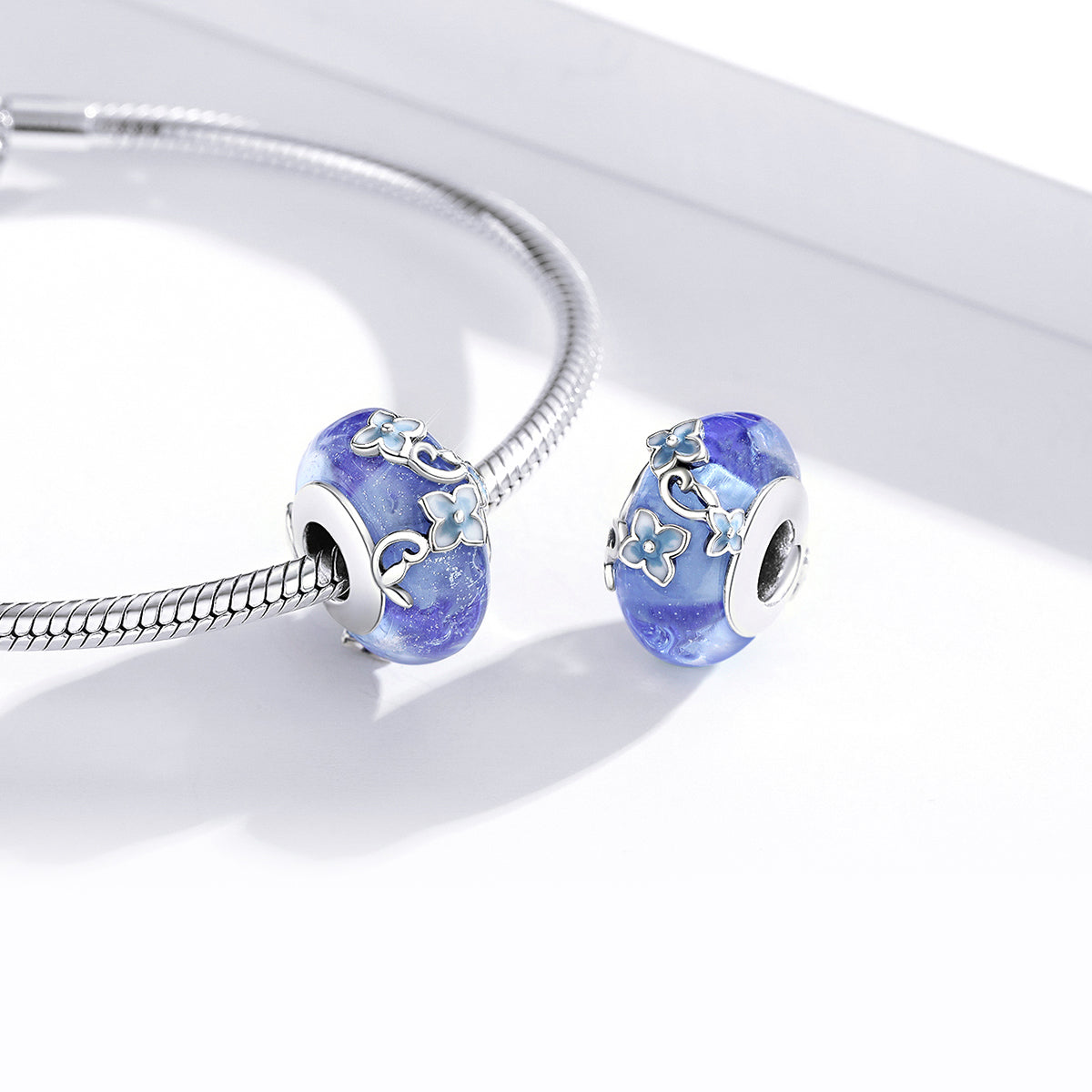 Blue Flower Glass Bead - Lullaboo
