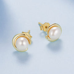 Gold Pearl Stud Earrings - Lullaboo