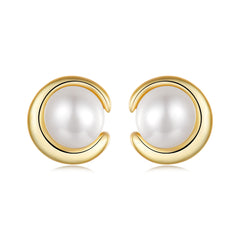 Gold Pearl Stud Earrings - Lullaboo