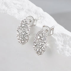 Textured Raindrop Stud Earrings