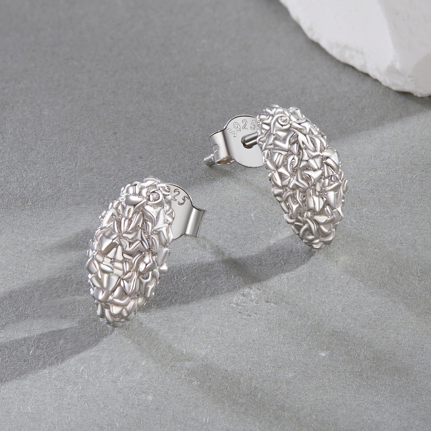 Textured Raindrop Stud Earrings