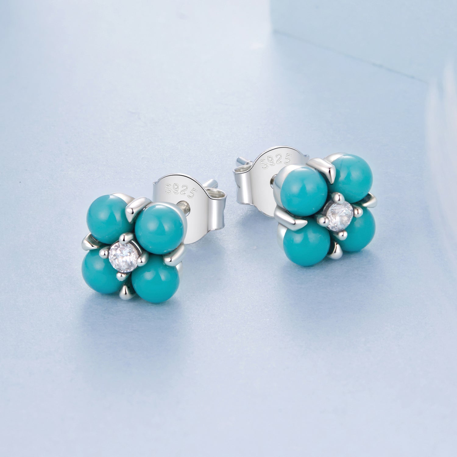 Turquoise Clover Stud Earrings