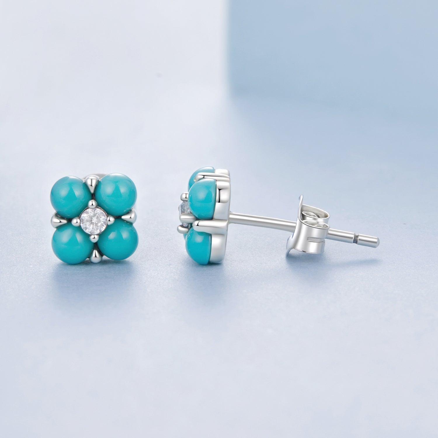 Turquoise Clover Stud Earrings