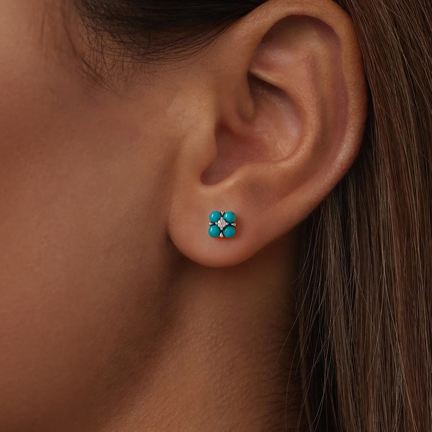 Turquoise Clover Stud Earrings