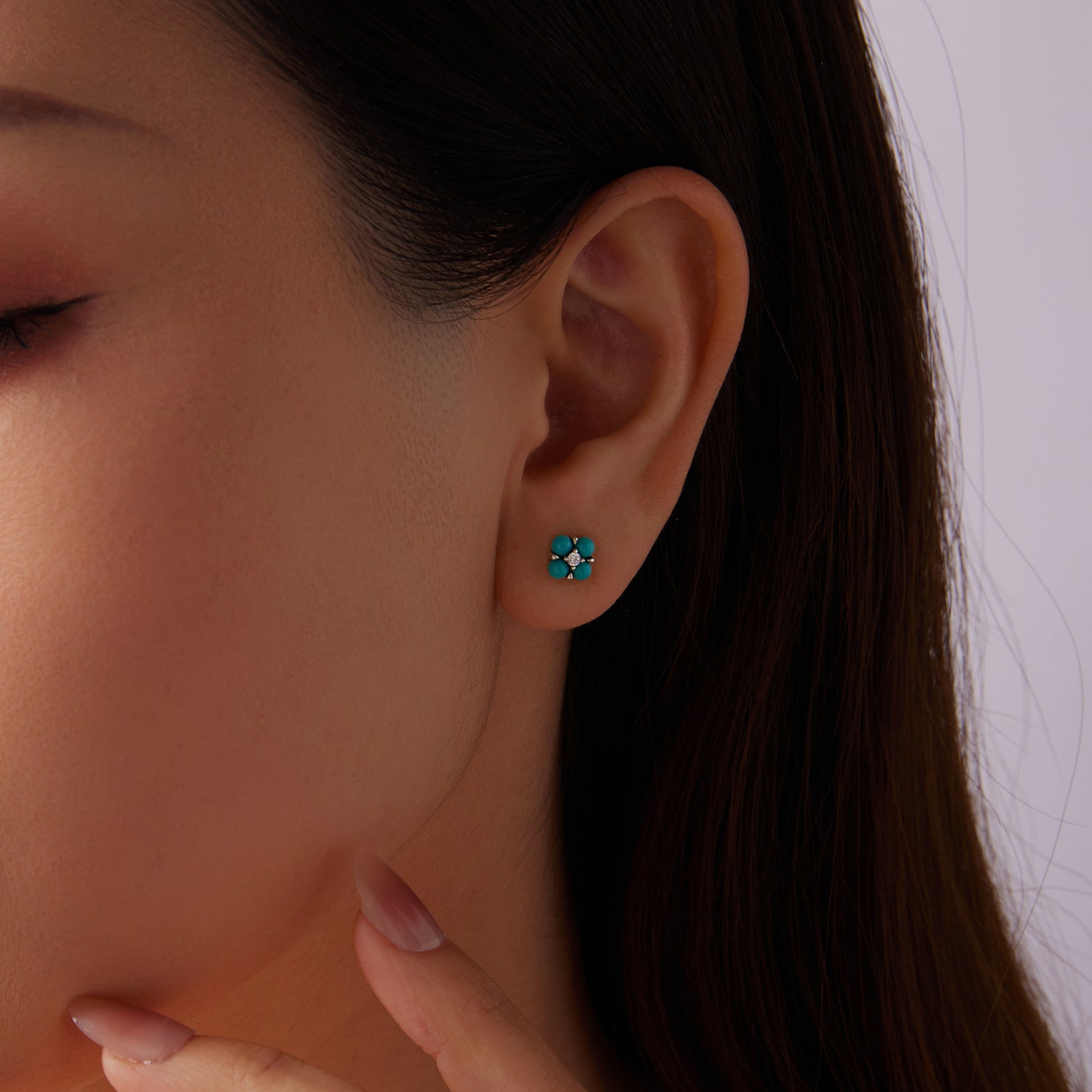 Turquoise Clover Stud Earrings