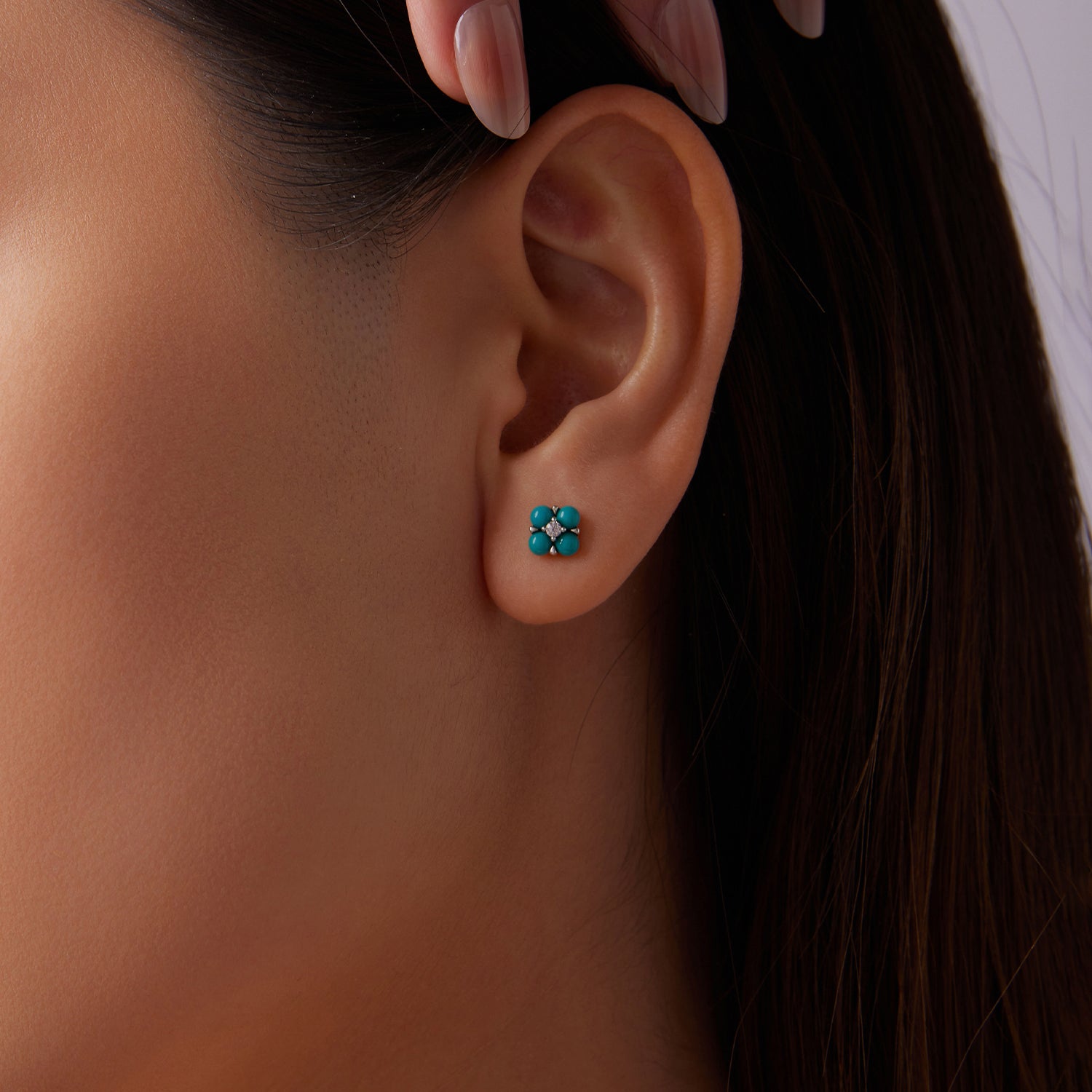 Turquoise Clover Stud Earrings