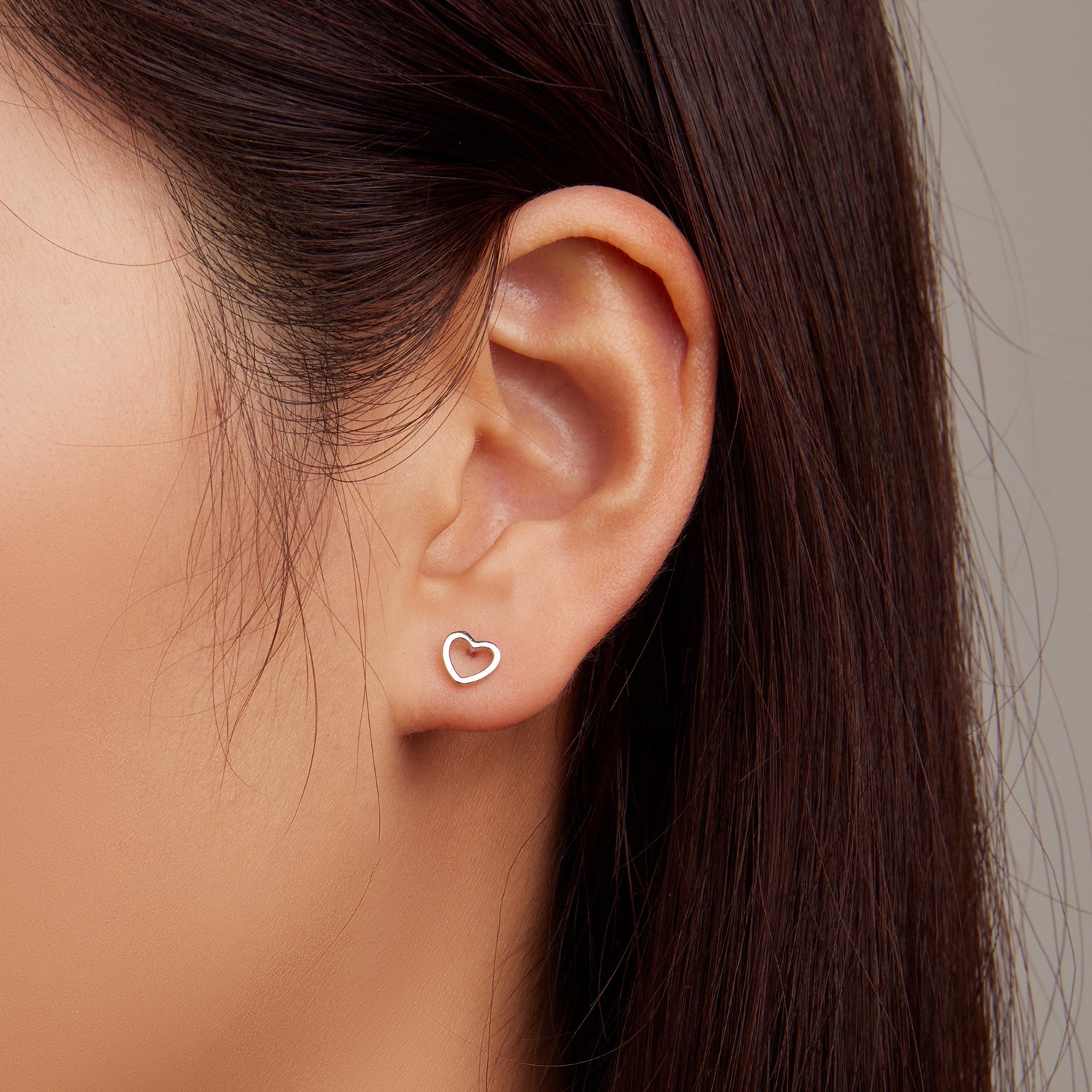 Simple Silver Heart Stud Earrings