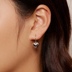 Silver Heart Drop Earrings