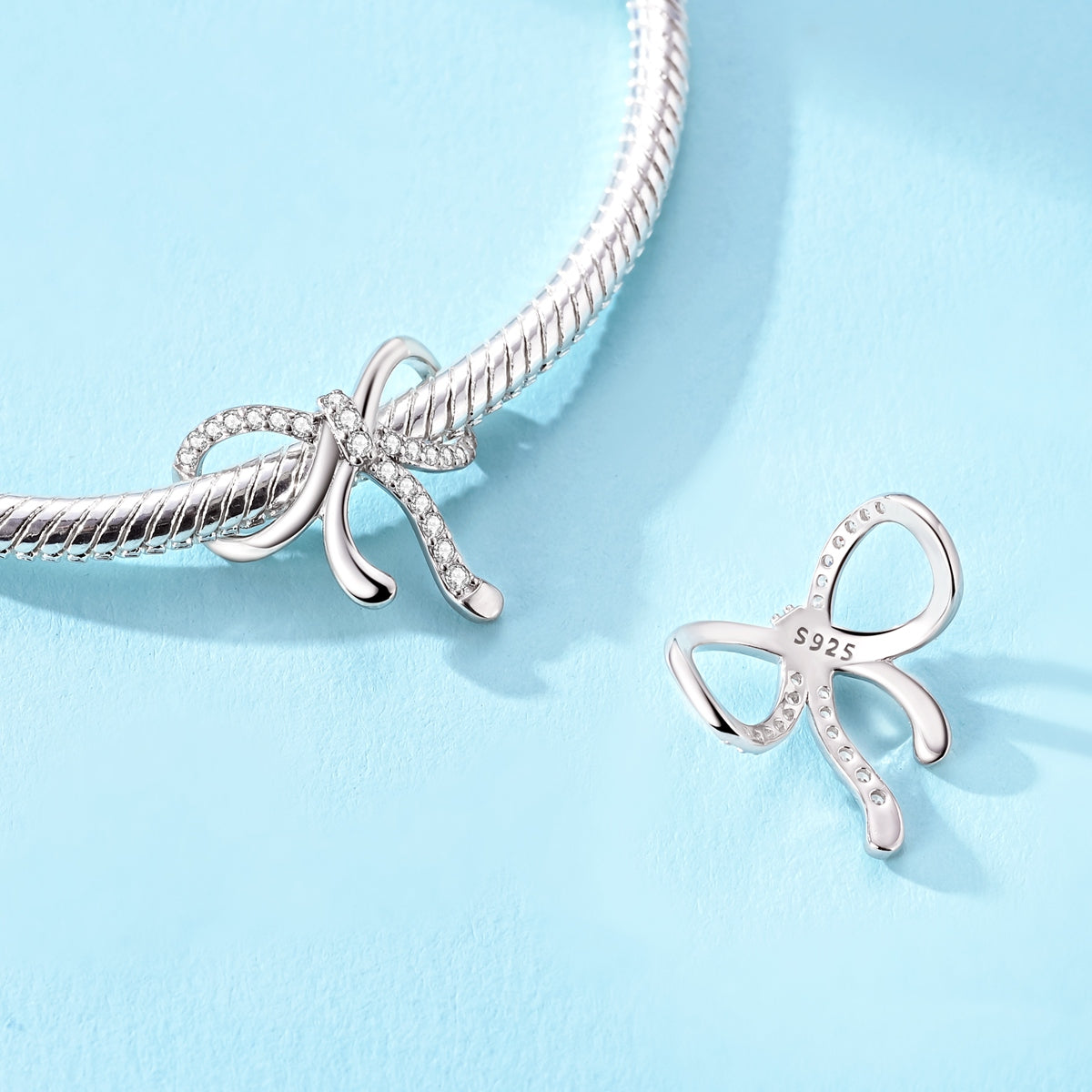 CZ Silver Bow Charm - Lullaboo