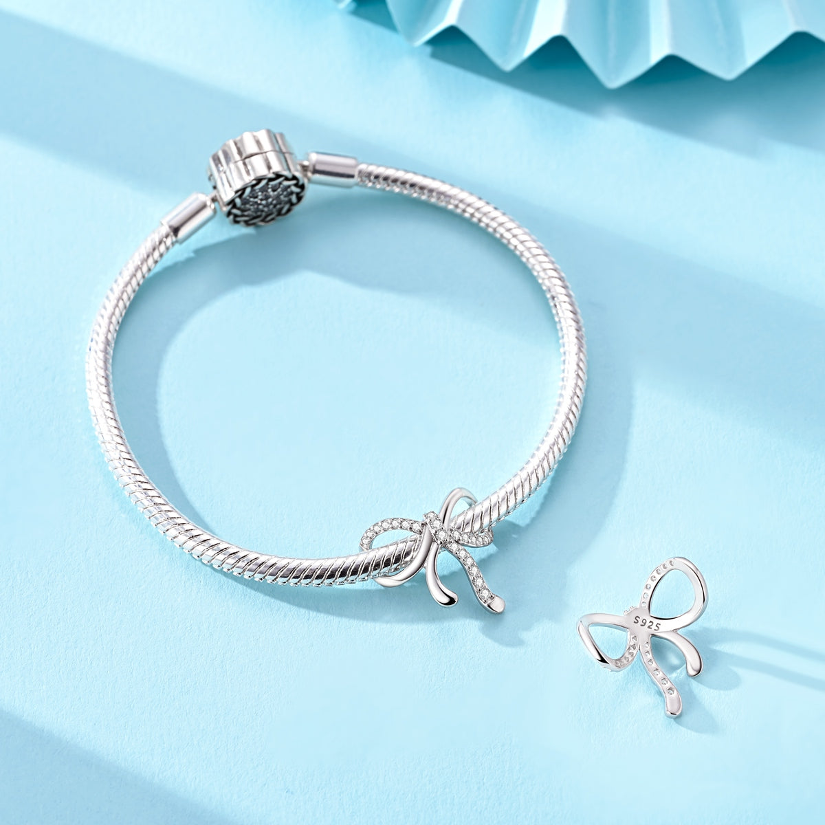 CZ Silver Bow Charm - Lullaboo