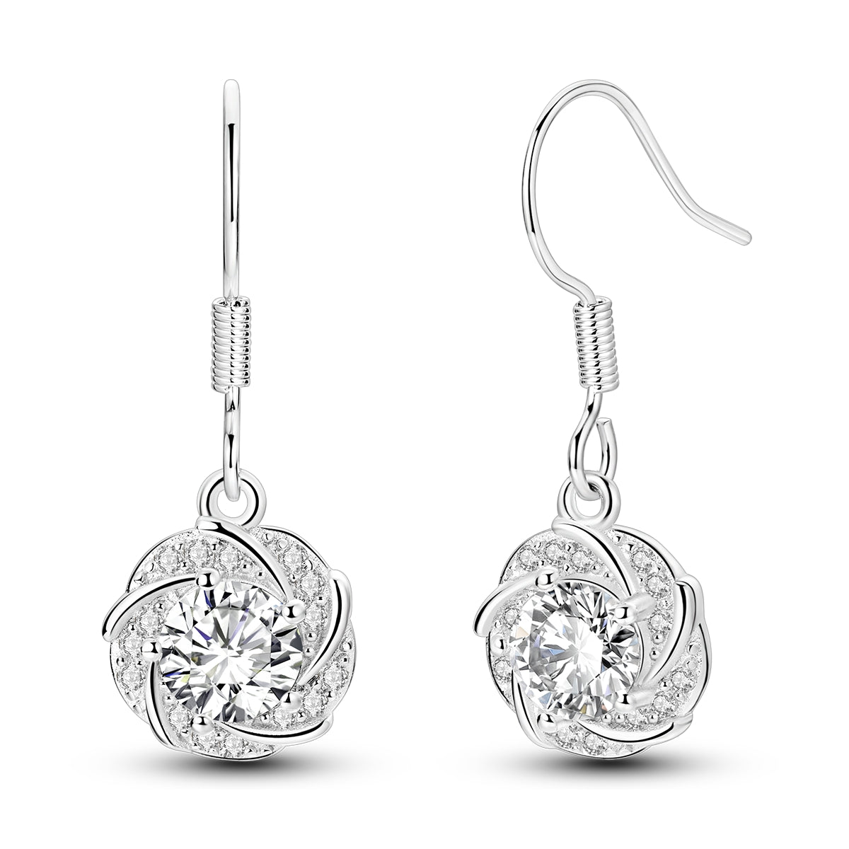 Swirl CZ Drop Earrings