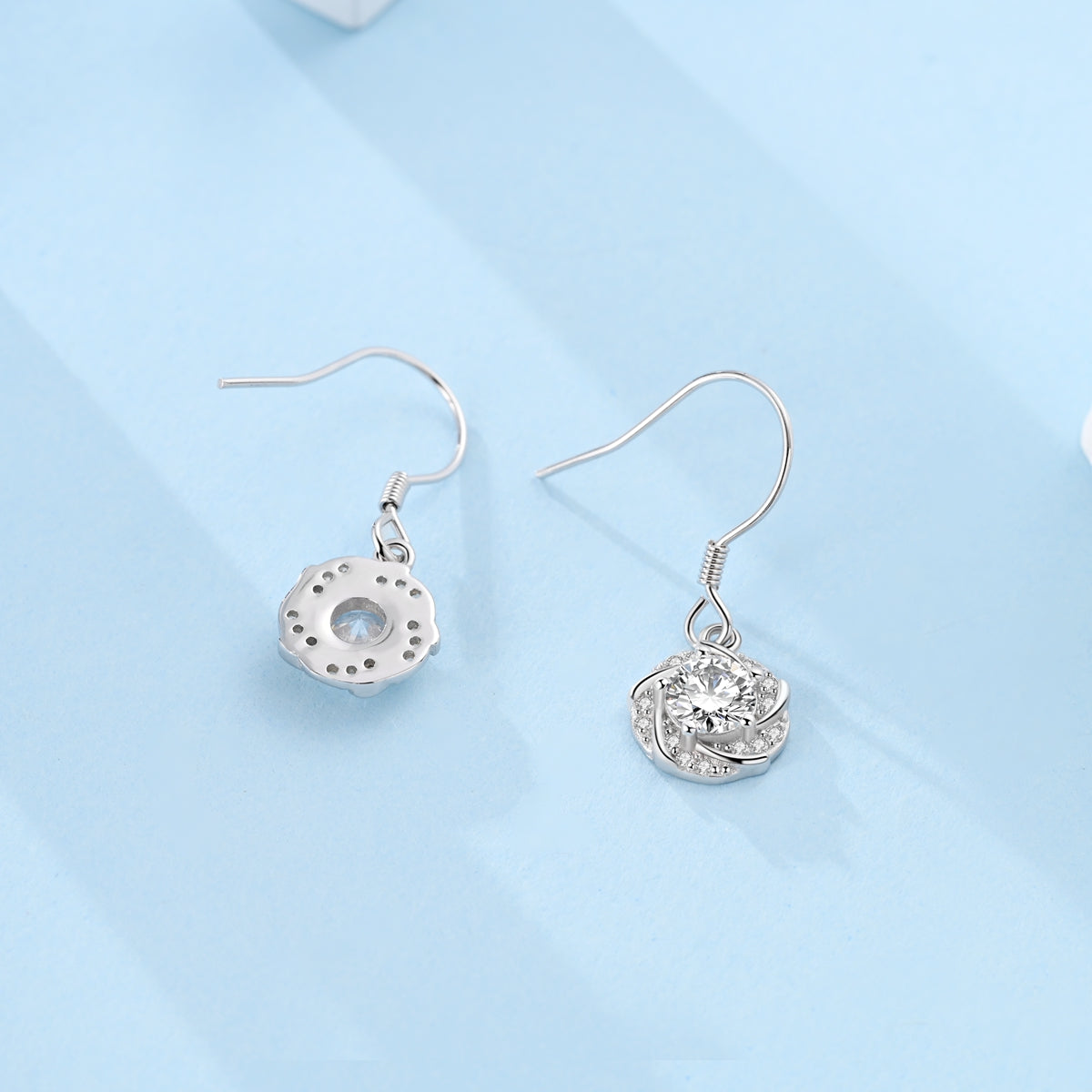 Swirl CZ Drop Earrings