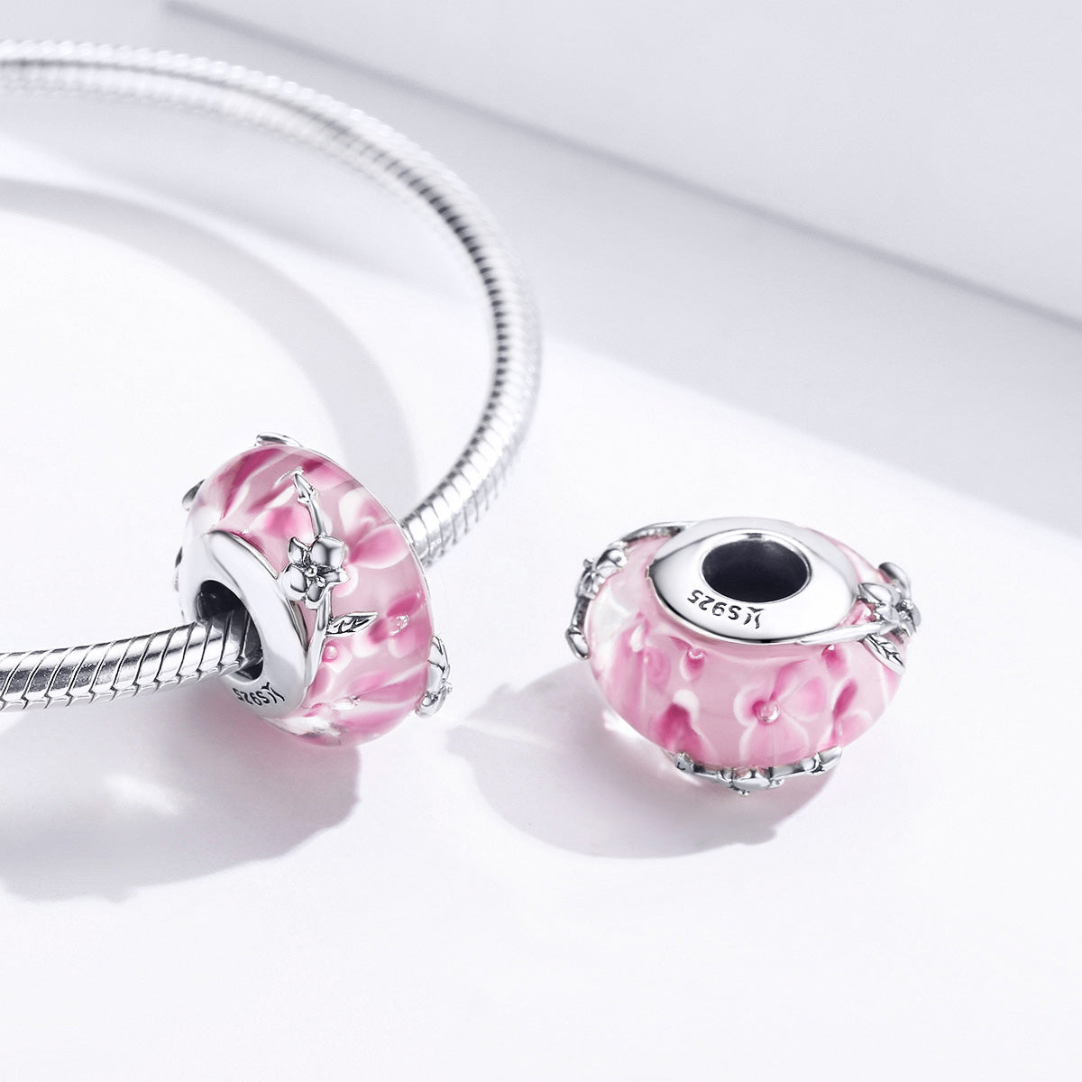 Pink Flower Glass Bead - Lullaboo
