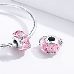 Pink Flower Glass Bead - Lullaboo