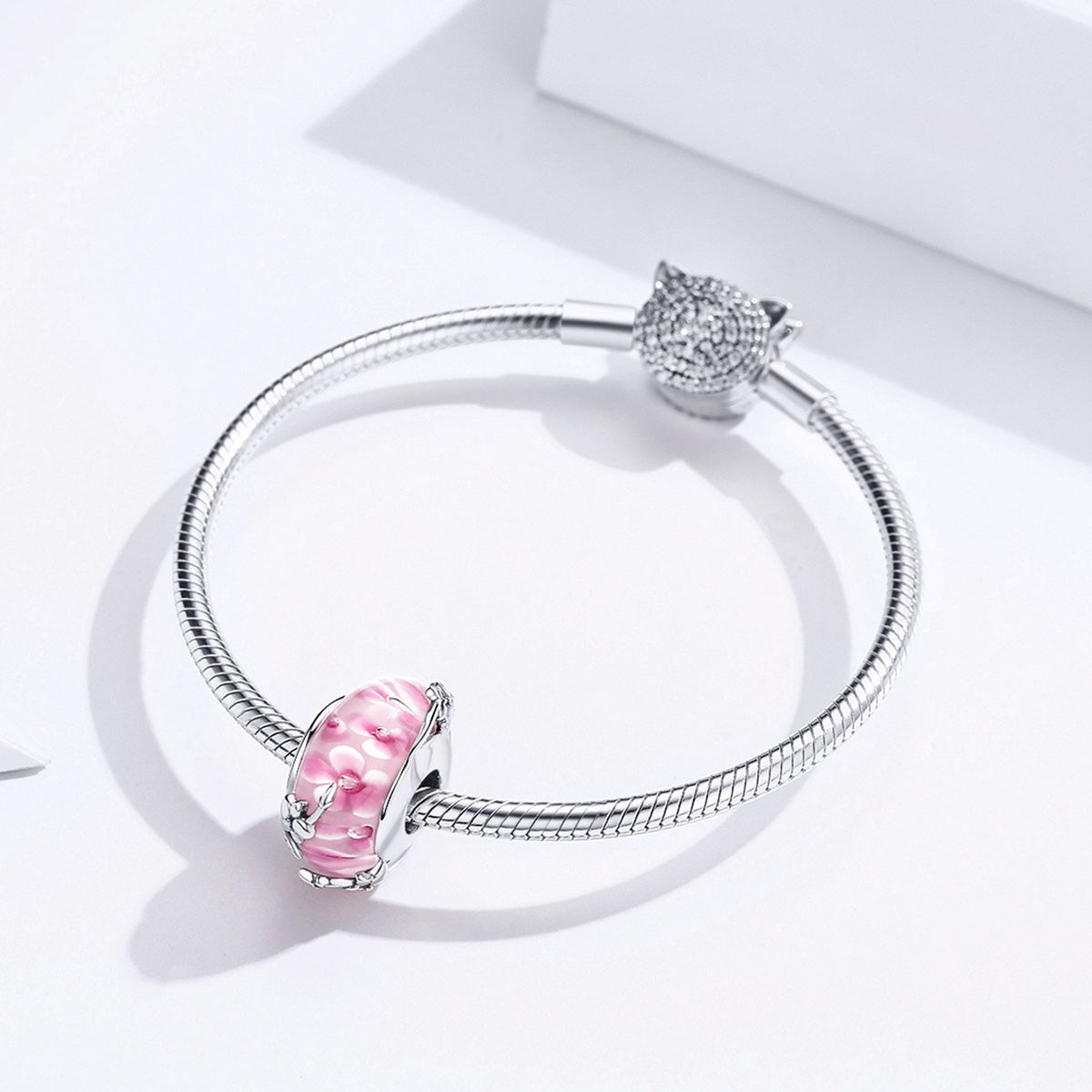 Pink Flower Glass Bead - Lullaboo