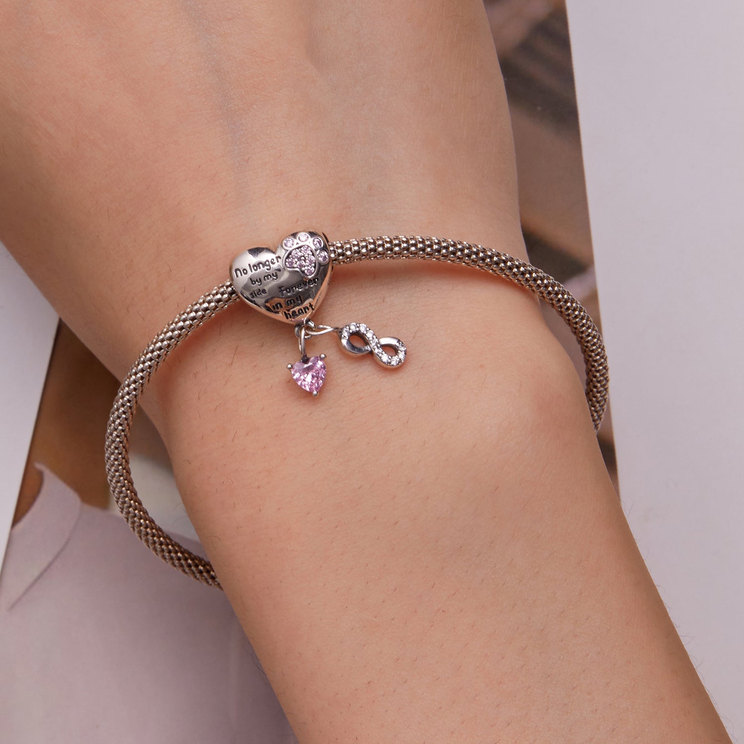 Paw Print Forever in Heart Charm - Lullaboo