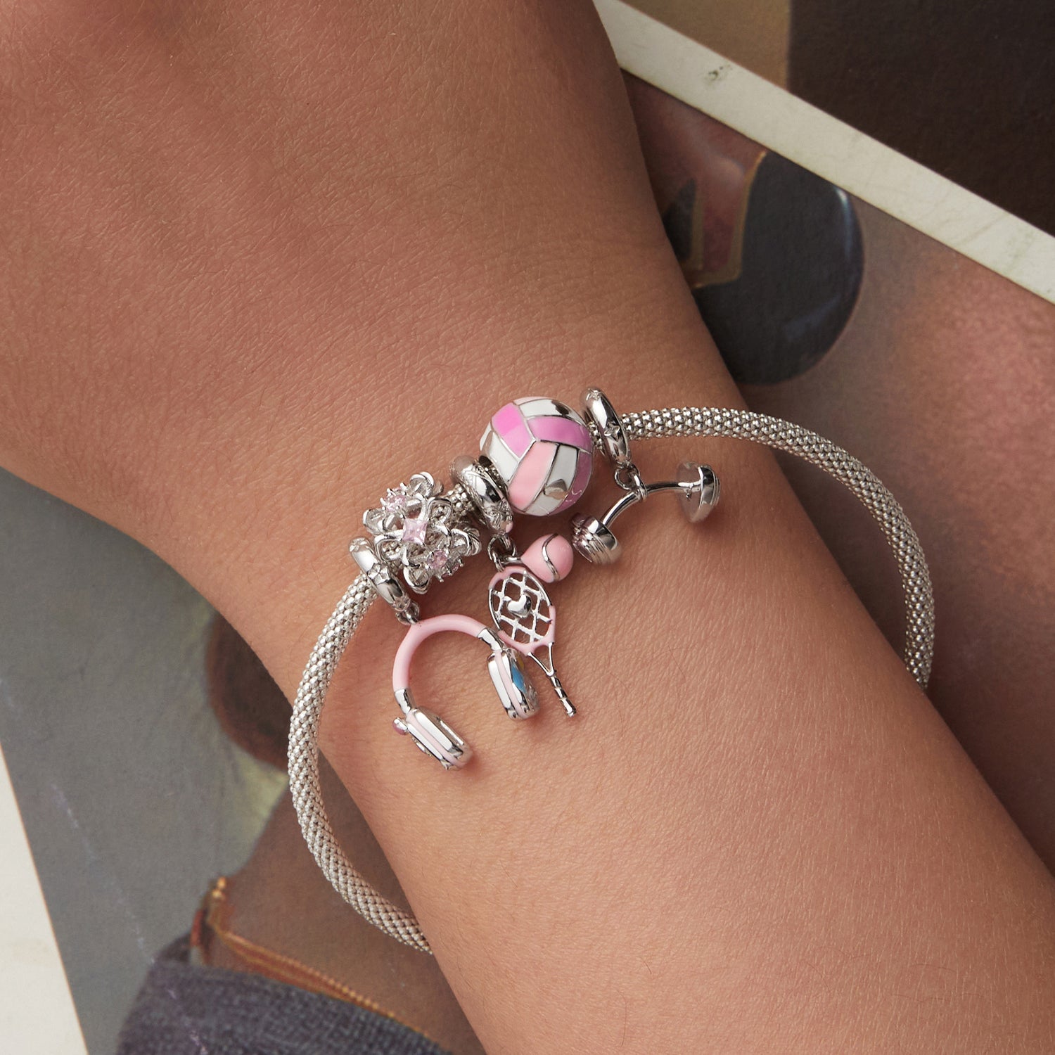 Pink Volleyball Charm