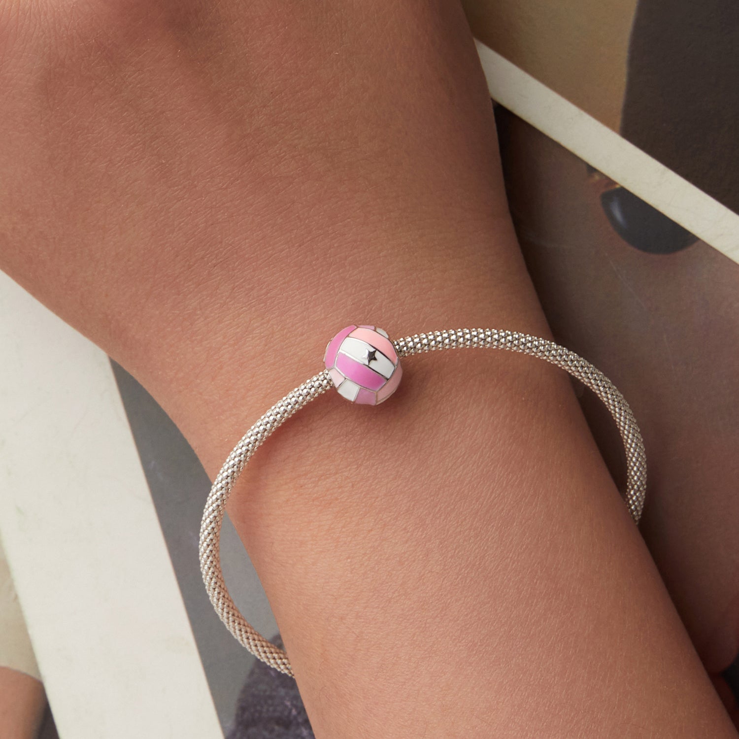 Pink Volleyball Charm
