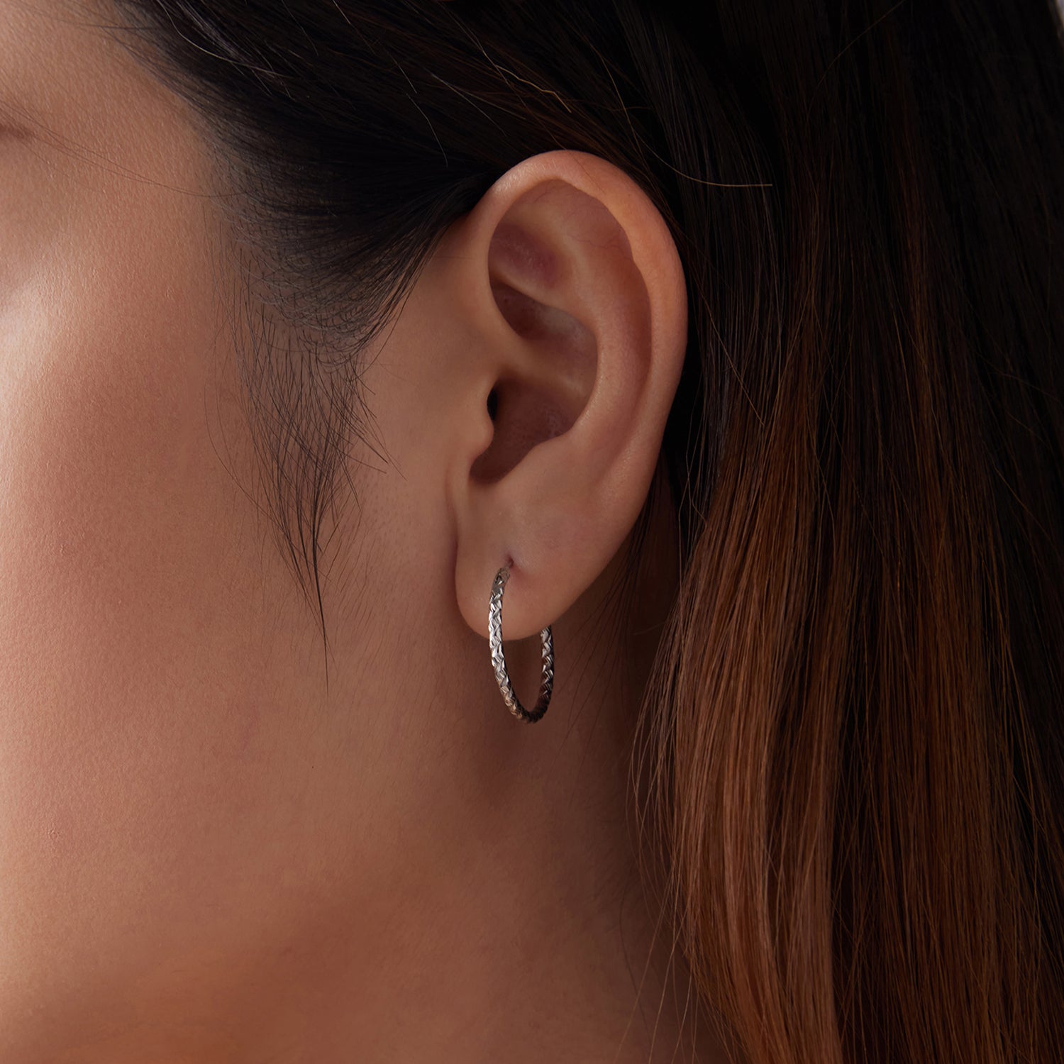 Carved Floral Hoop Earrings - Lullaboo
