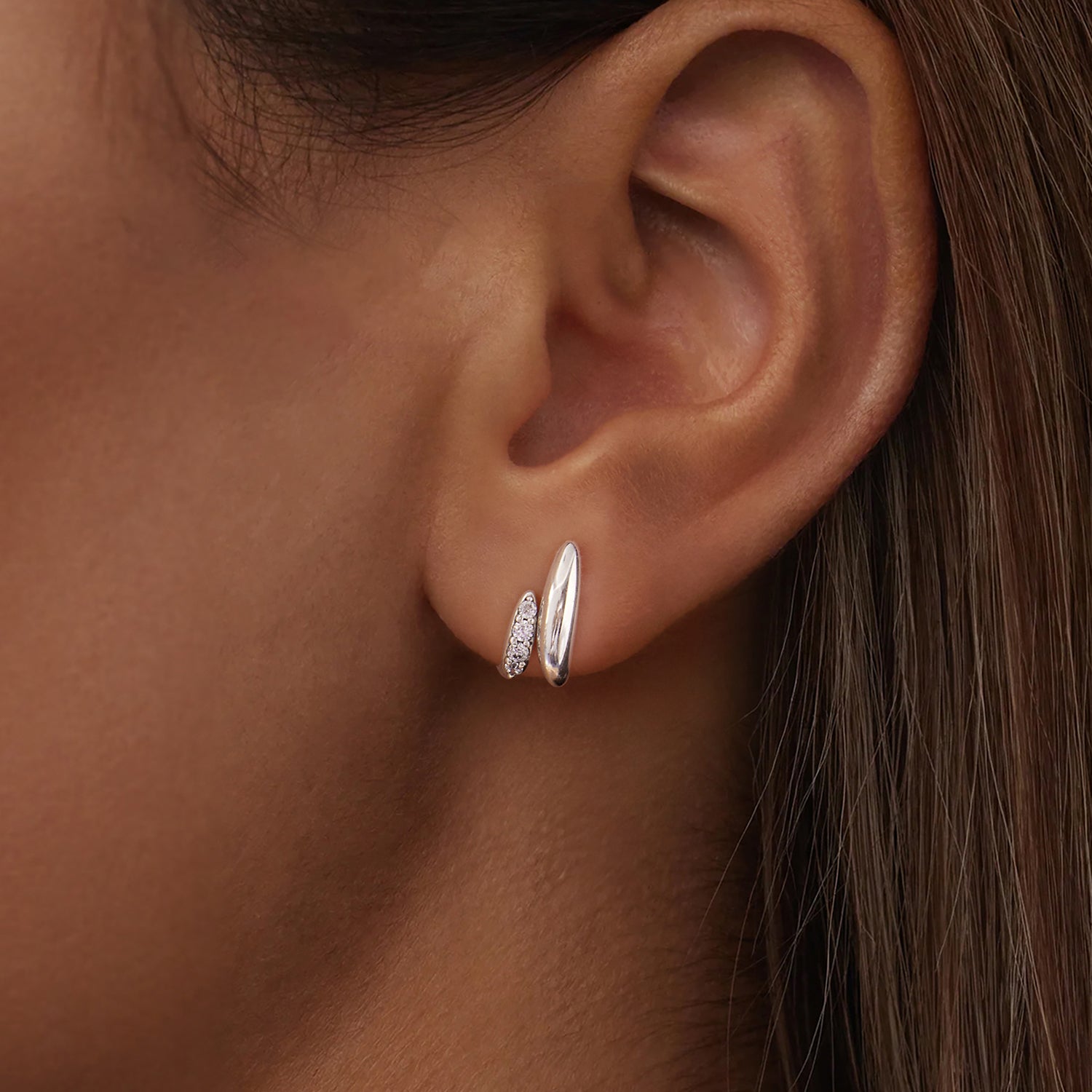 Geometric Double Layer CZ Stud Earrings