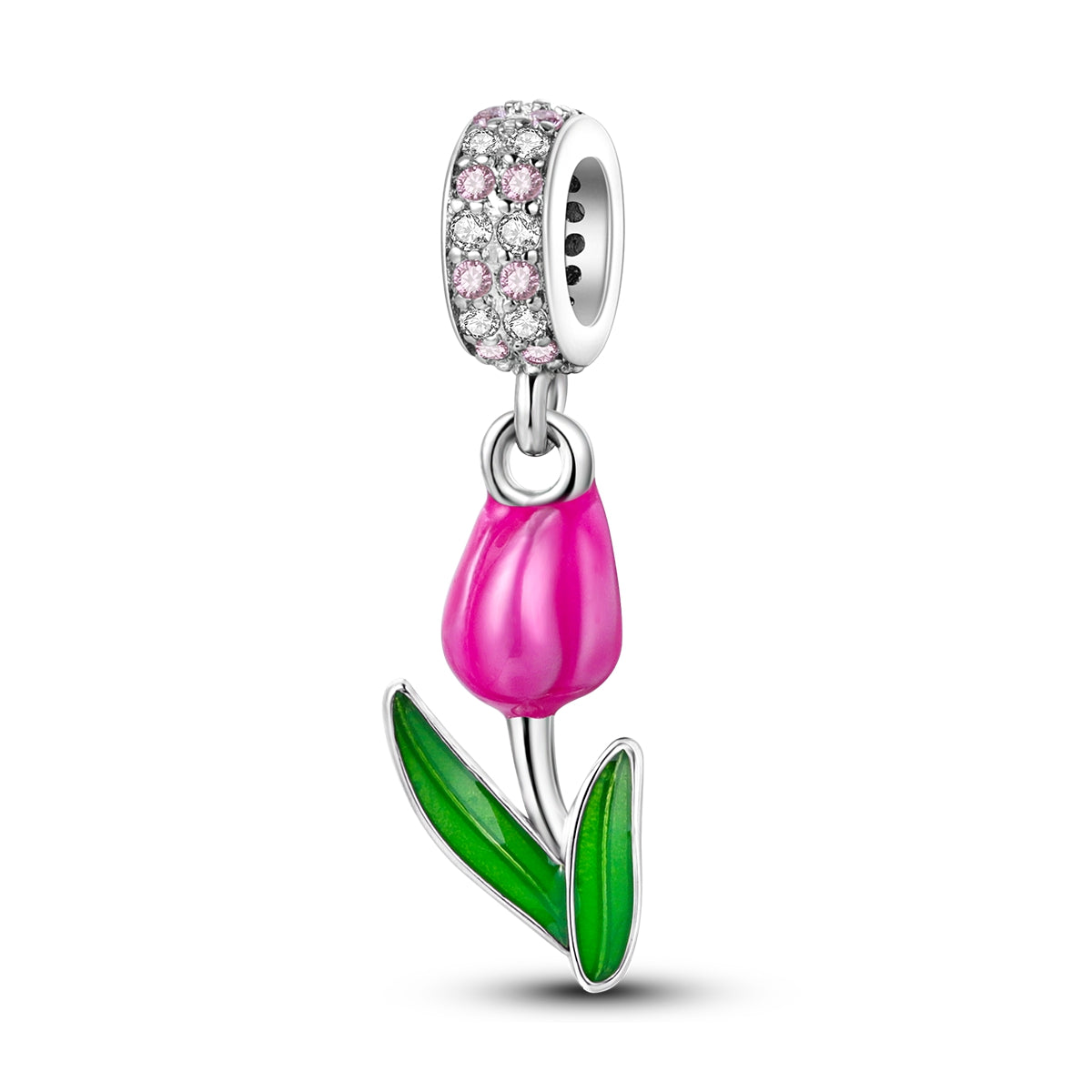 Pink Tulip Dangle Charm - Lullaboo