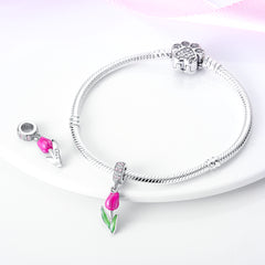 Pink Tulip Dangle Charm - Lullaboo
